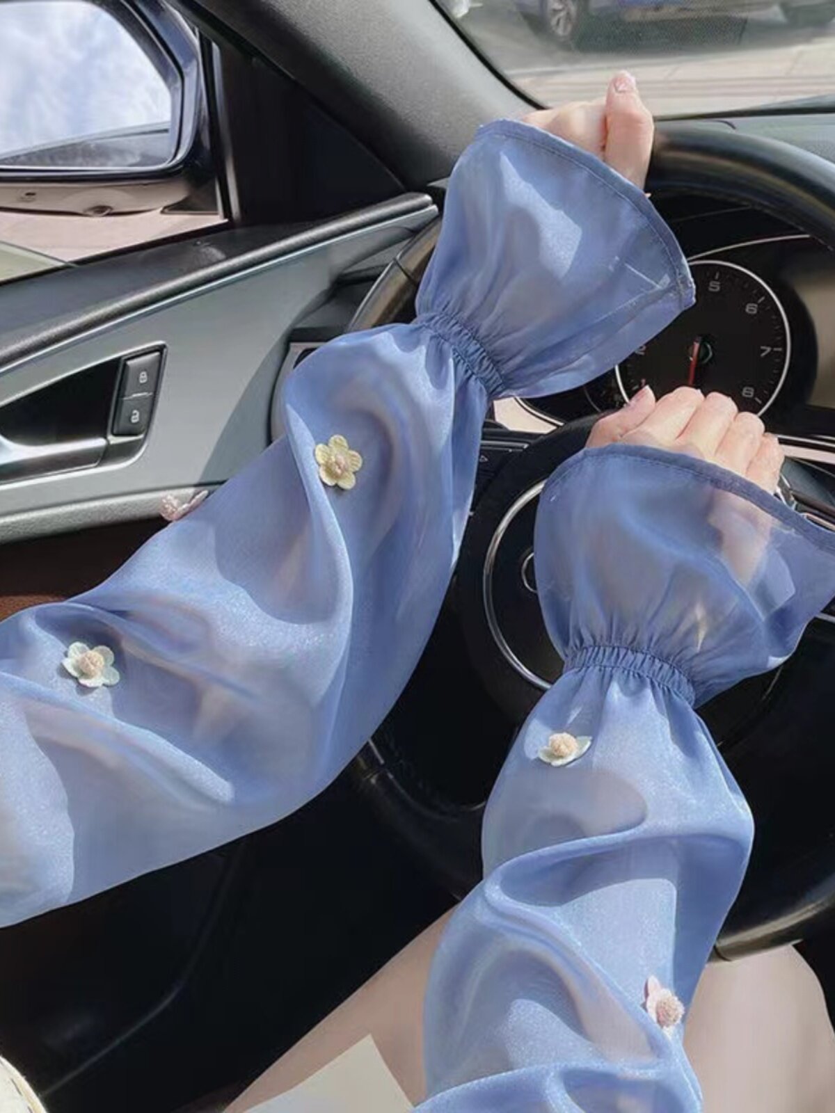 CUTE THREE-DIMENSIONAL FLOWER SLEEVE SLEEVE WOMENS SUMMER SWEET PUFF SLEEVE LOOSE MESH ARM COVER DRIVING TRIP SUNSHADE ICE SLEEVE