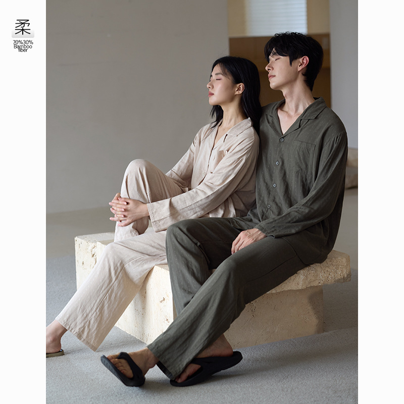 【竹纤维】情侣睡衣秋季新款加厚