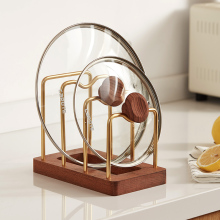 实木锅盖架免打孔家用厨房台面菜板放置架大锅盖收纳架案板置物架