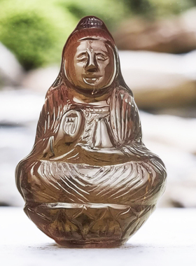 纯天然彩色宝石雕刻观音碧玺65.75CT可镶吊坠胸针项链