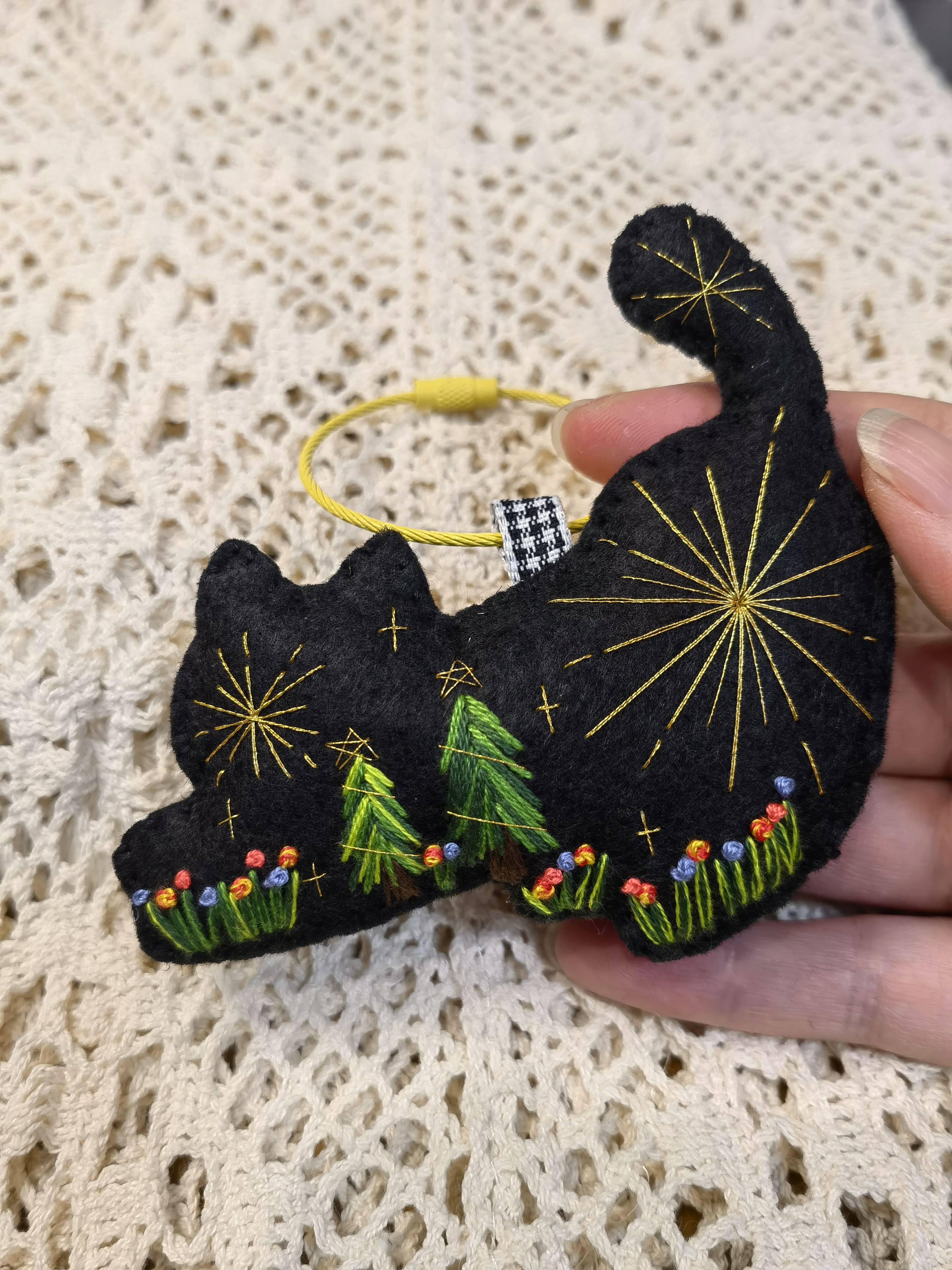可爱猫咪‖手工制作不织布布艺刺绣包挂挂饰钥匙扣