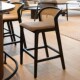 北欧实木高脚椅家用高脚凳子客厅岛台餐椅吧台椅前台藤编吧台椅