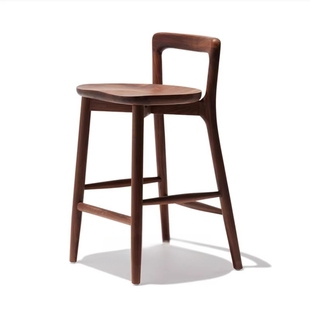 简约现代实木吧台椅设计师吧椅实木高脚凳吧台椅家用吧台椅全实木