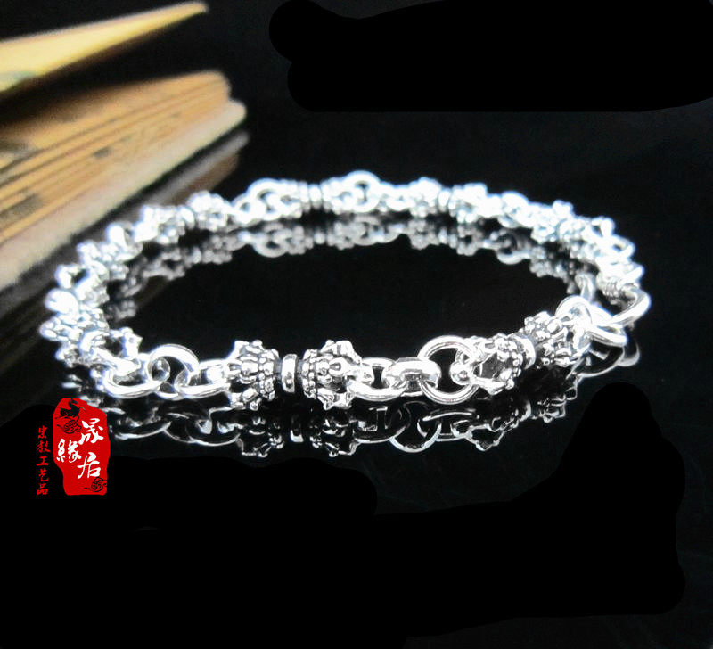 原创925纯银泰国法器泰银金刚杵密宗法器手链手镯吊坠银饰挂件