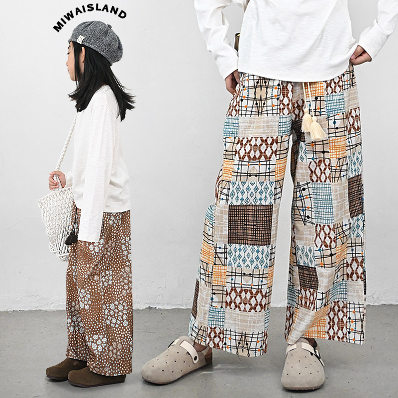 米花之岛原创秋季亲子纯棉灯芯绒花花裤 儿童时尚微喇九分裤长裤,童装/婴儿装/亲子装,裤子,淘宝优惠券,粉丝福利购,淘宝优惠卷