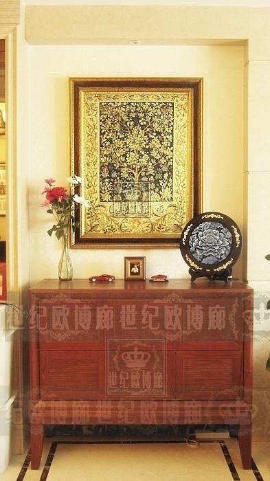 美式风玄关发财树装饰画