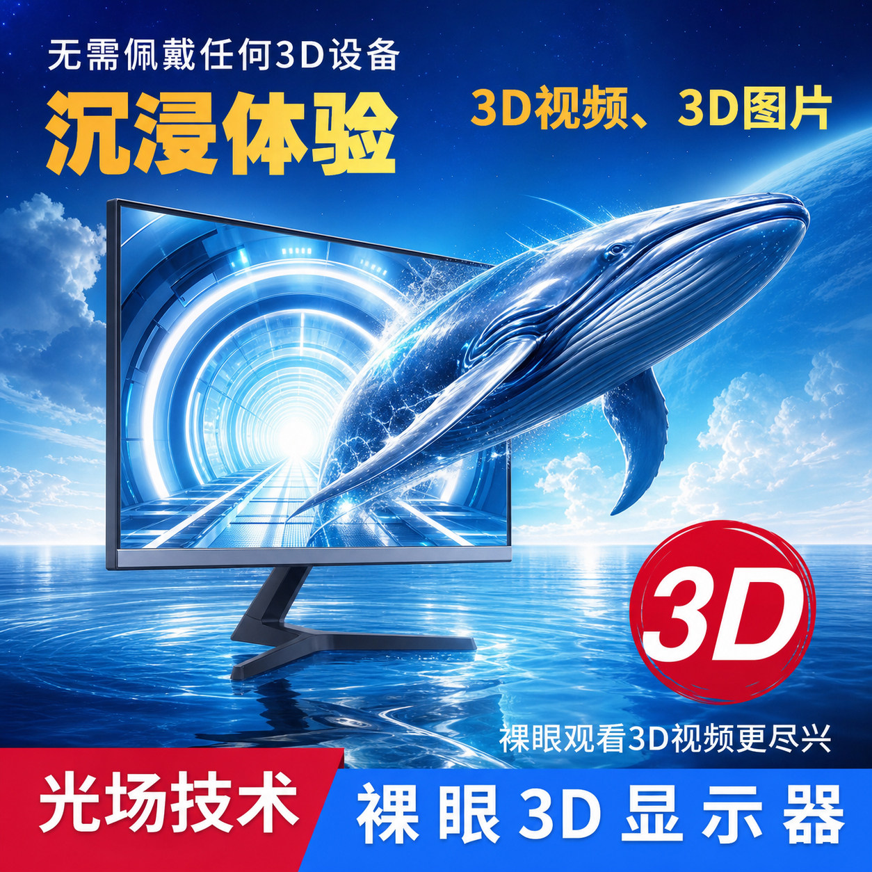 光场技术裸眼3D显示屏3D显示器