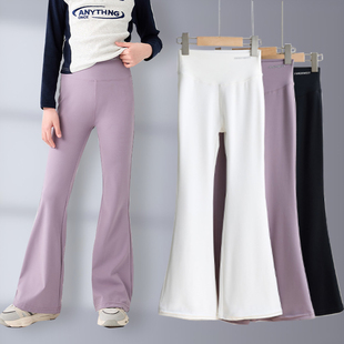 2025女童喇叭裤秋冬新款儿童高腰鲨鱼裤中大童弹力微喇芭比裤122