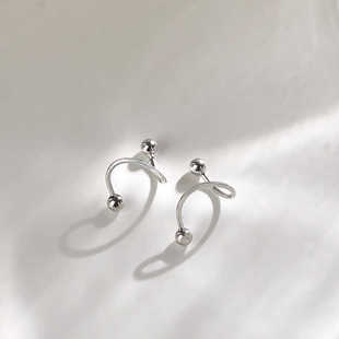 爱唯雅 S925纯银ins风双头螺旋耳环女韩国简约饰品波浪纹耳钉防掉