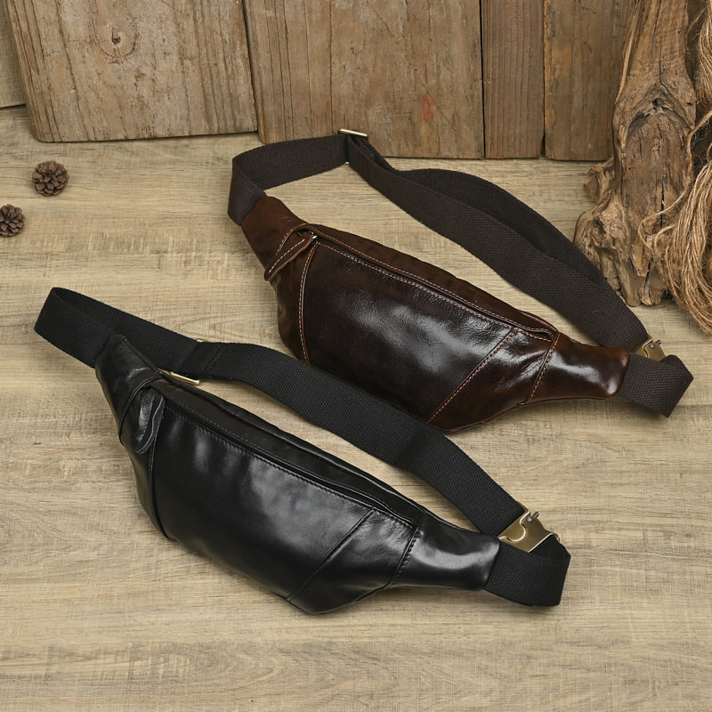 胸包男士真皮头层牛皮复古休闲小手机腰包运动户外单肩后背斜挎包