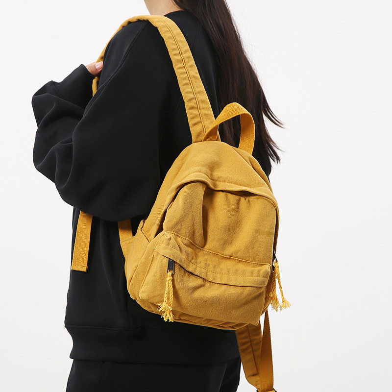 小号双肩包纯棉帆布书包女纯色双肩背包学院复古休闲文艺轻便新款