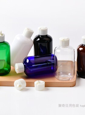 化妆品分装瓶200ml毫升矮胖炮台盖瓶24口径洗洁精瓶塑料稀释瓶PET