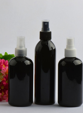 250ML喷雾瓶黑色圆肩矮胖避光化妆品分装空瓶子PET细雾小喷壶包材