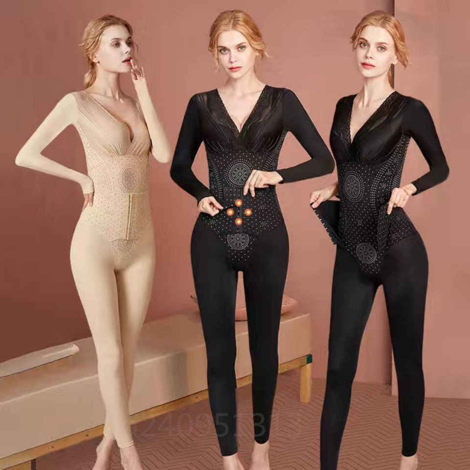 美人颜美容院咖啡因秋冬长袖长裤加强版负离子束身衣连体塑身衣服