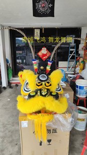 大圣醒狮狮头羽毛狮头头毡孙悟空头毡美猴王头饰地野鸡毛紫金冠 