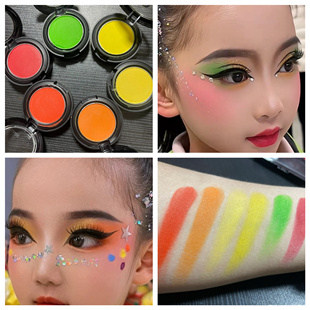 儿童舞台妆超显色饱和哑光眼影红黄绿橙色眼影运动会哪吒眼影