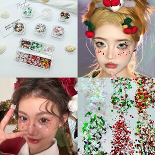 圣诞节雪花亮片妆容贴脸部饰品仿真雪花闪粉圣诞贴纸冻伤妆眼部贴