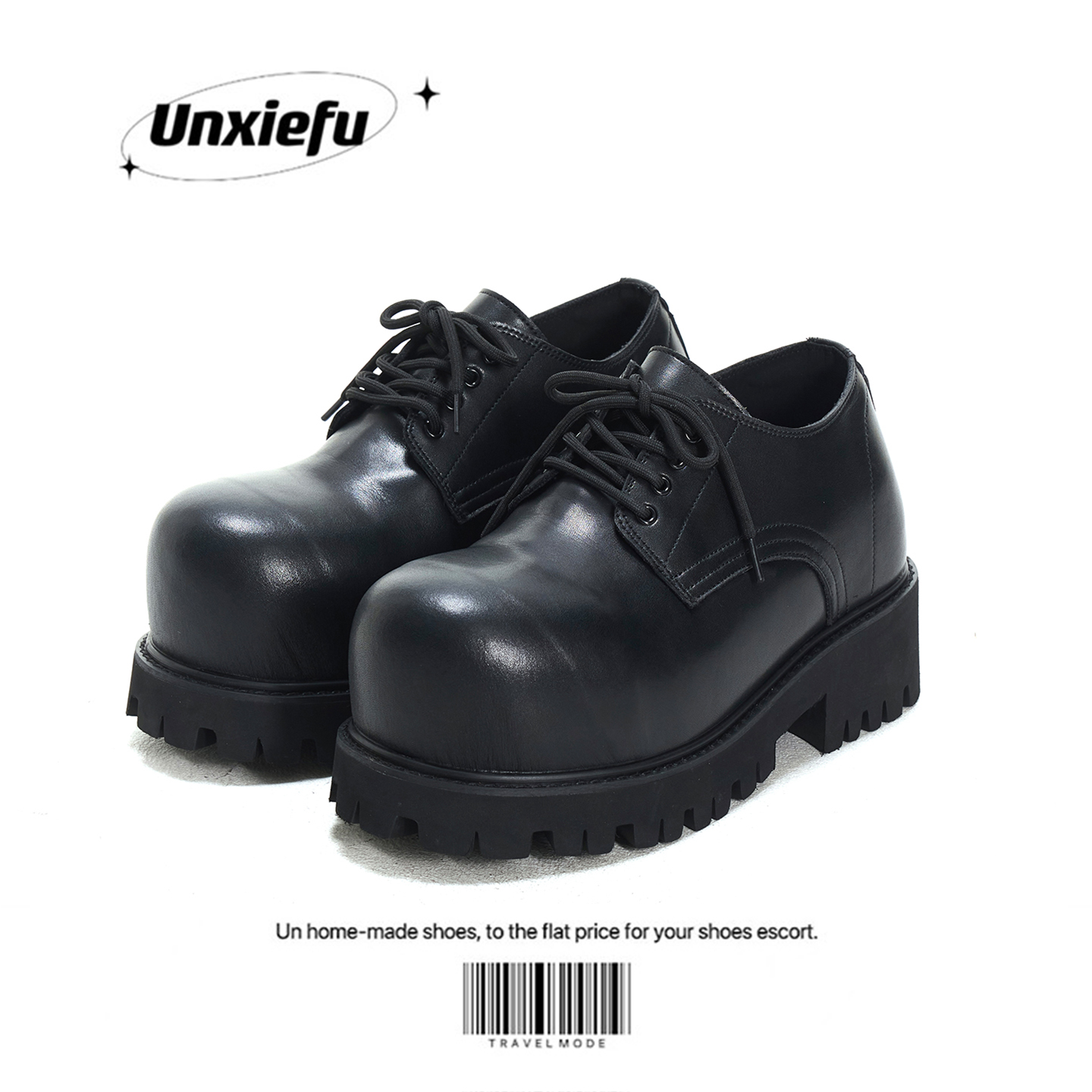 隐形增高德比鞋真皮厚底休闲皮鞋