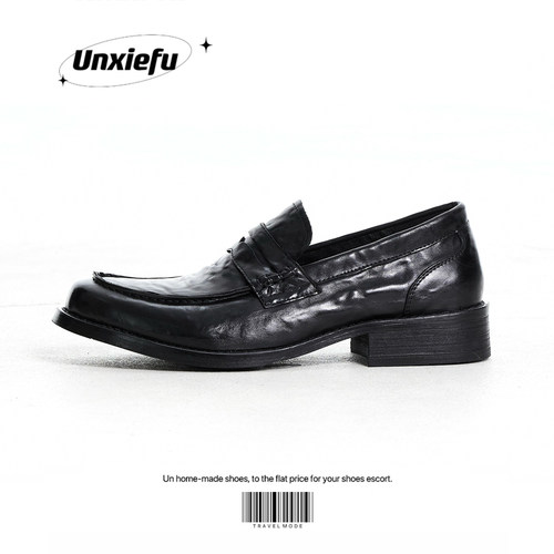 意大利进口胎牛皮一脚蹬乐福鞋男