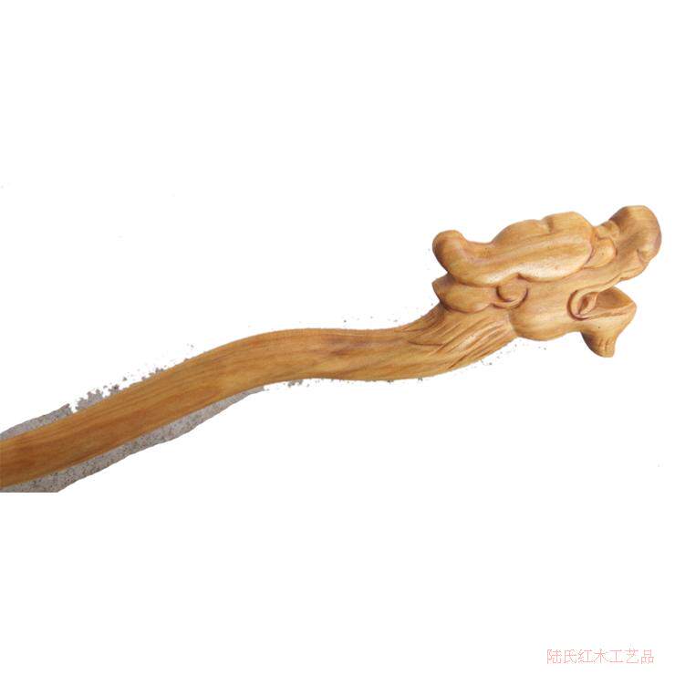 小叶黄杨木立体龙头发簪 生肖龙木簪子【陆雕匠发簪专卖】