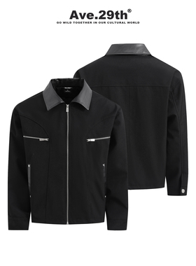 Ave.29th 美式高街CleanFit拼接PU皮领百搭夹克高级感外套男女