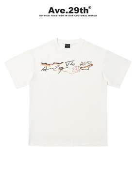 Ave.29th 火焰破坏直喷印花索罗娜面料圆领短袖T恤 男女同款