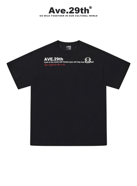 Ave.29th美式街头廓形眼睛印花宽松T恤潮牌情侣圆领短袖男女同款