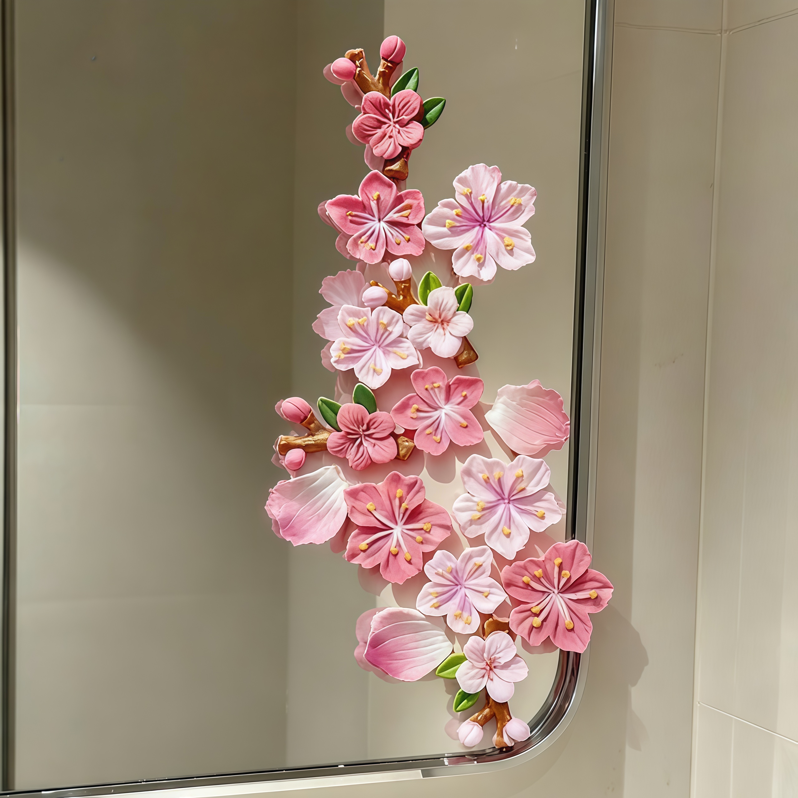 用桃花贴进行镜子大改造很成功！