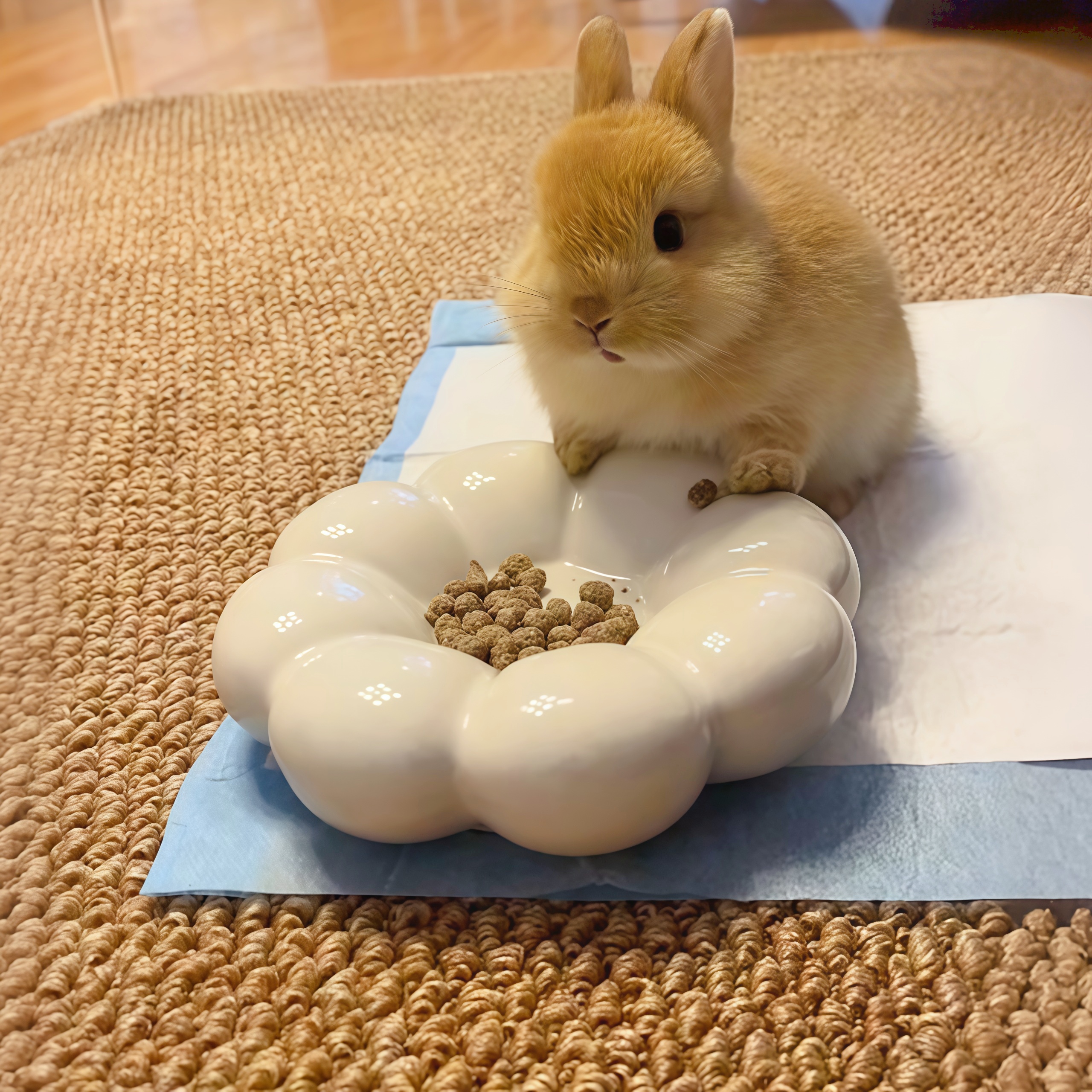 【吃东西很解压】兔子食盆防打翻兔碗高温陶瓷防黑下巴饭盆防扒拉