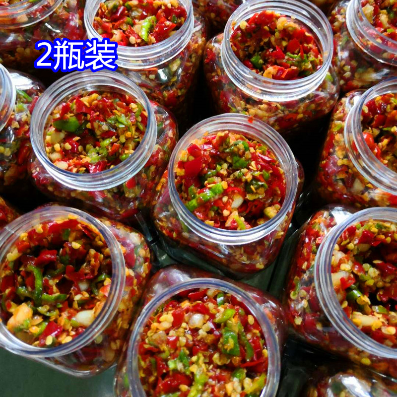 佐饭哥农家自制特产超特辣蒜蓉青红剁辣椒酱下饭菜瓶装香辣酱2瓶