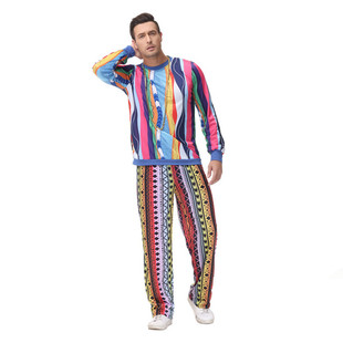 欧美复古迪斯科男士衣服70年代嬉皮士舞会服装舞台表演服套装衣服