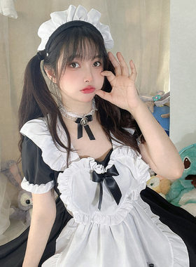 洛丽塔日系黑白女仆cos连衣裙女