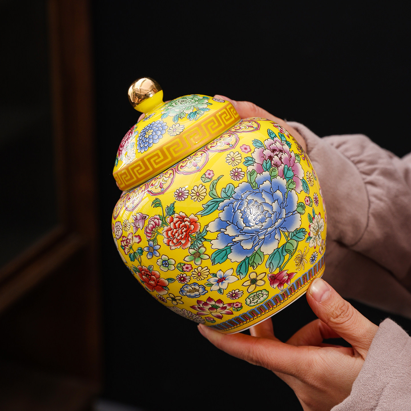 珐琅彩将军陶瓷茶叶罐大号半斤装密封茶罐茶叶包装储存罐多色可选,餐饮具,茶叶罐,淘宝优惠券,粉丝福利购,淘宝优惠卷