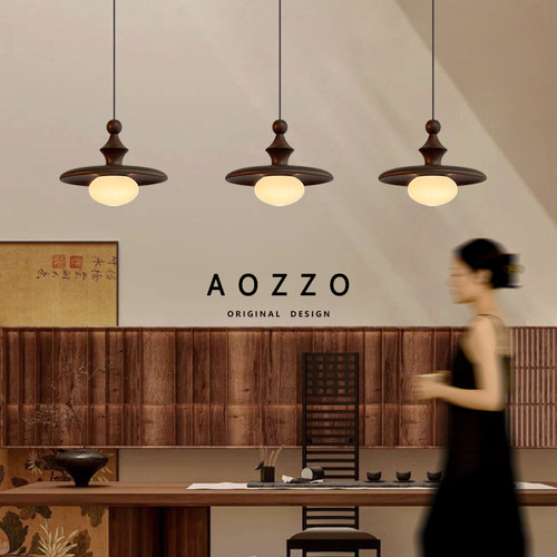 奥朵宋代美学吊灯2025新款覆古茶室吊灯实木艺术饭厅灯创意感灯具