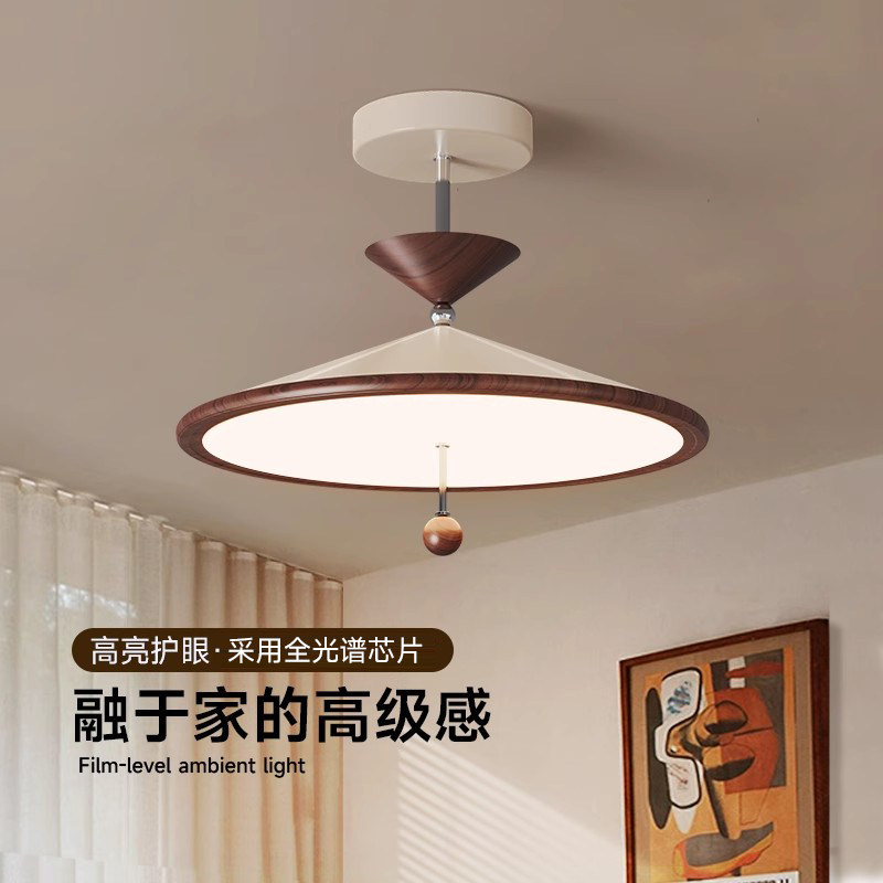 奥朵法式中古主卧室吸顶灯2025年新款覆古高级感书房胡桃木色灯具