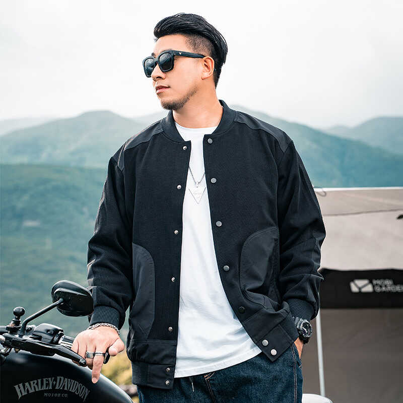 大码！帅气拼接美式复古夹克