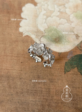 繁花·锦簇 复古做旧 通体s925银 立体花朵戒指 开口可调节超仙