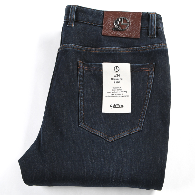 金利来男装牛仔裤 冬季新款含羊毛厚款常规版长裤MPJ22141419-95