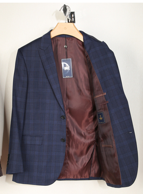 金利来男装西服男秋冬季格子修身羊毛正装西装外套MZT22261719-85
