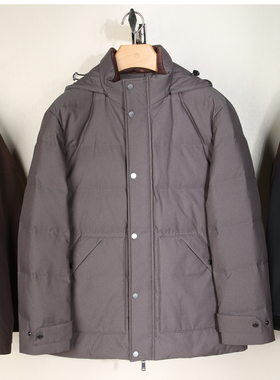 商务男装连帽羽绒服冬季保暖外套可机洗灰色MDSF36914241-37