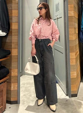 日单潮牌rcwb中性款牛仔裤工作双膝裤