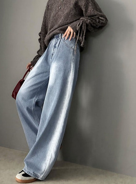 日单潮牌ja*va侧漂白宽牛仔