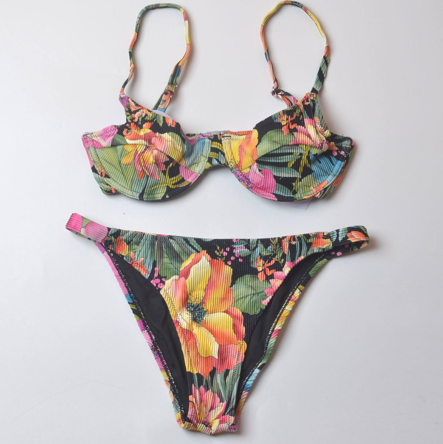 澳洲品牌Par***性感钢托胸聚拢印花比基尼度假沙滩bikini女款