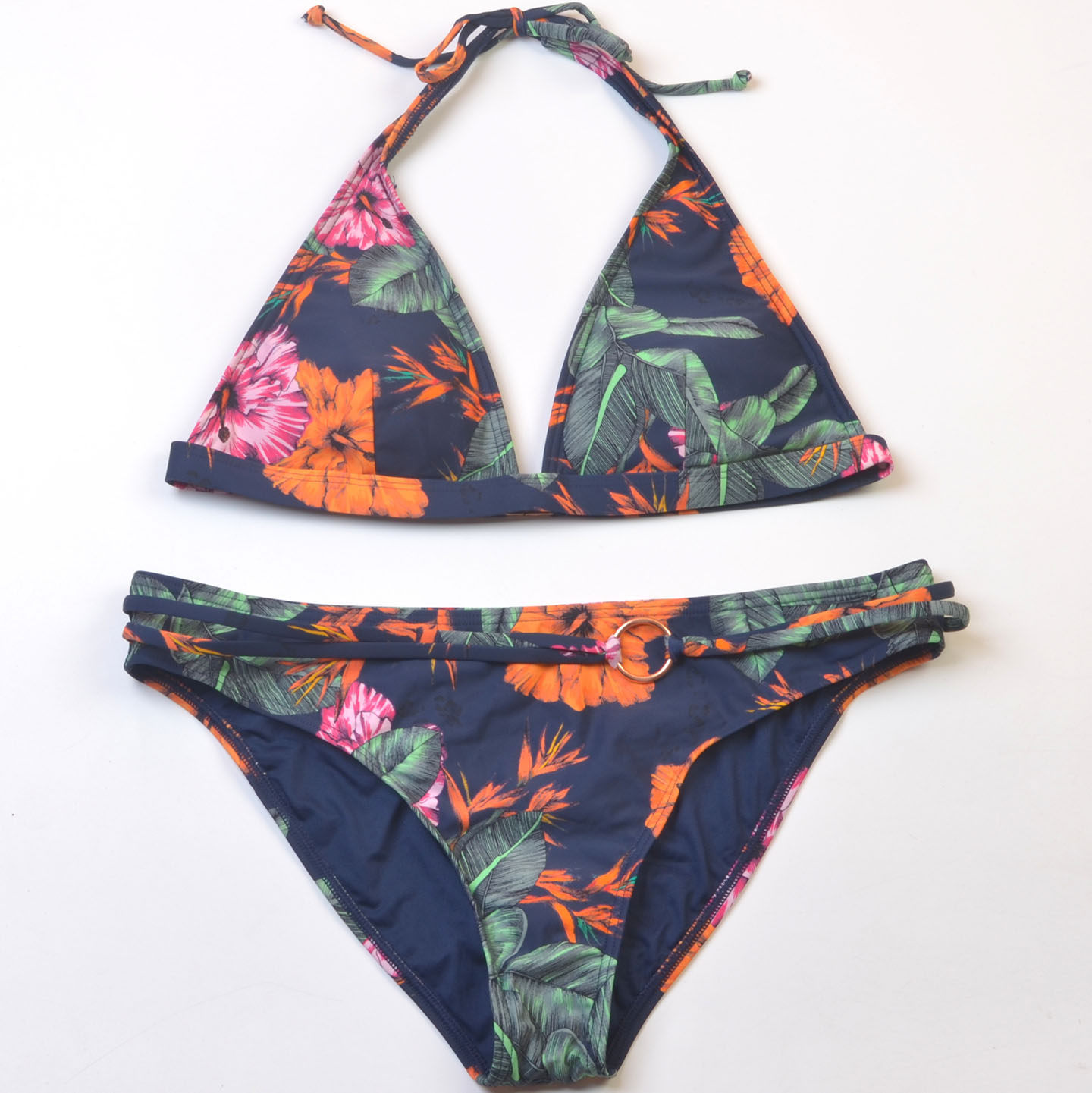 新款澳洲品牌O**ill海边性感挂脖印花比基尼时尚bikini泳衣女款