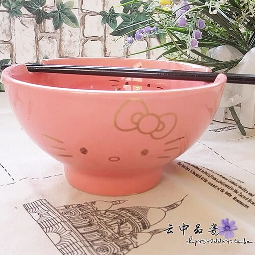 外贸陶瓷餐具色釉描金汤碗可爱