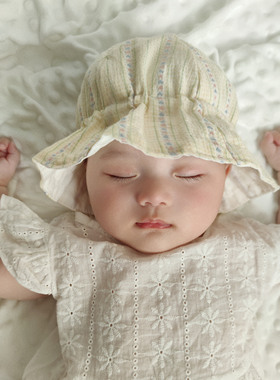 夏季薄款婴儿帽子外出遮阳帽防晒男女宝宝渔夫帽可调节盆帽太阳帽