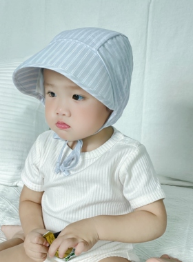 婴儿遮阳帽春夏款女童绑带男宝宝大檐帽子婴幼儿太阳帽儿童防晒帽