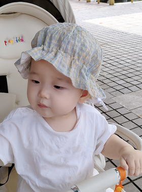 宝宝帽子春秋夏季婴儿渔夫帽遮阳韩版ins男女童太阳帽凹造型日系