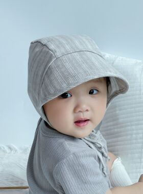 婴儿遮阳帽春秋款女童绑带男宝宝大檐帽子婴幼儿太阳帽儿童防晒帽