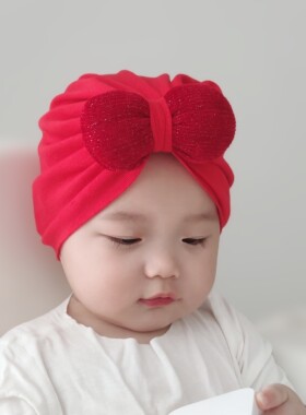 婴儿帽子秋冬季女宝宝印度帽新生儿胎帽无骨儿童护卤门女童春秋款